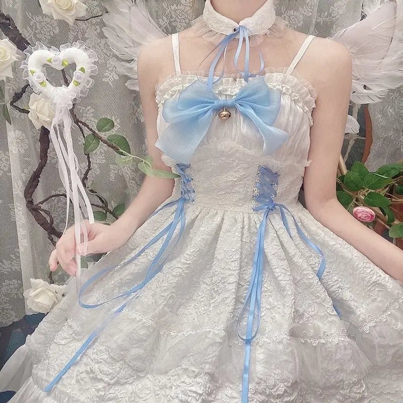 Ethereal Princess Lace Dress with Ruffles and Bows - Cosparty