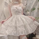 Ethereal Princess Lace Dress with Ruffles and Bows - Cosparty