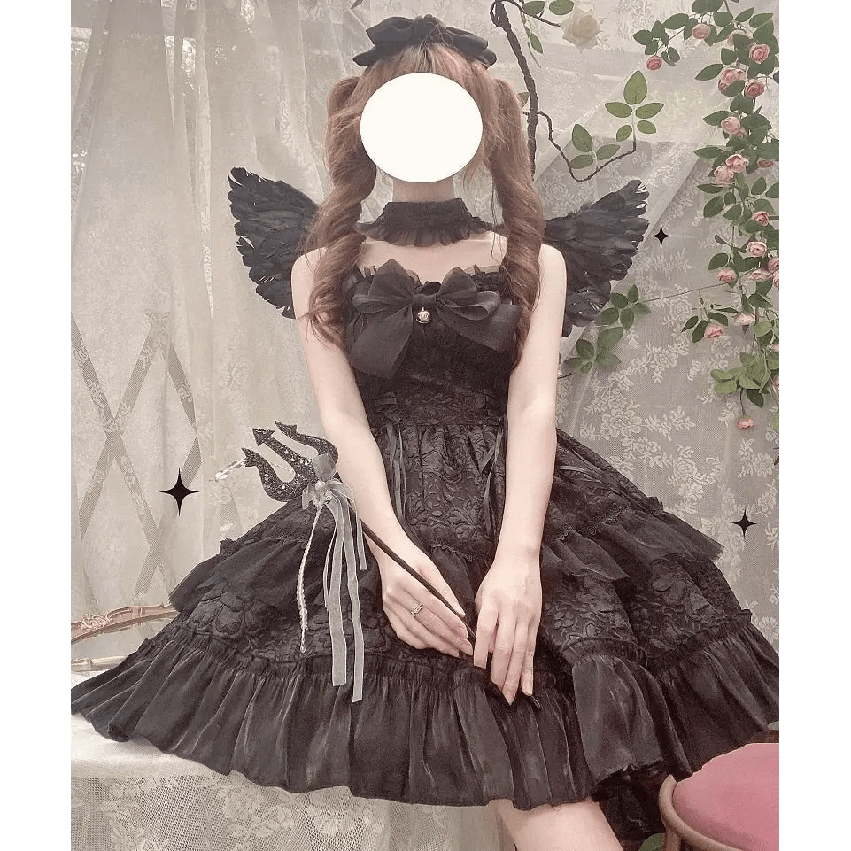 Ethereal Princess Lace Dress with Ruffles and Bows - Cosparty