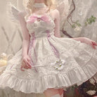 Ethereal Princess Lace Dress with Ruffles and Bows - Cosparty