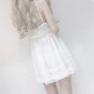 Ethereal White Lace Dress with Ruffles and Bows for a Fairy-Tale Look - Dress