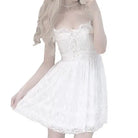 Ethereal White Lace Dress with Ruffles and Bows for a Fairy-Tale Look - Dress