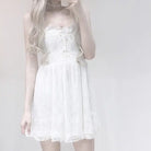 Ethereal White Lace Dress with Ruffles and Bows for a Fairy-Tale Look - Dress