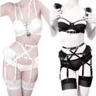 Exquisite Bondage Style Lingerie Set with Garters and Harnesses Included - Cosparty