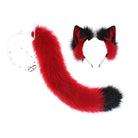 Exquisite Red Wool Kitten Tail and Ears Set for Cosplay and Parties - Cosparty
