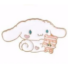 Exquisite White Cinnamoroll Puppy Enamel Pin with Pink Cake Design - Pin