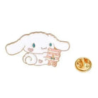 Exquisite White Cinnamoroll Puppy Enamel Pin with Pink Cake Design - Pin