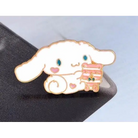 Exquisite White Cinnamoroll Puppy Enamel Pin with Pink Cake Design - Pin