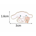 Exquisite White Cinnamoroll Puppy Enamel Pin with Pink Cake Design - Pin