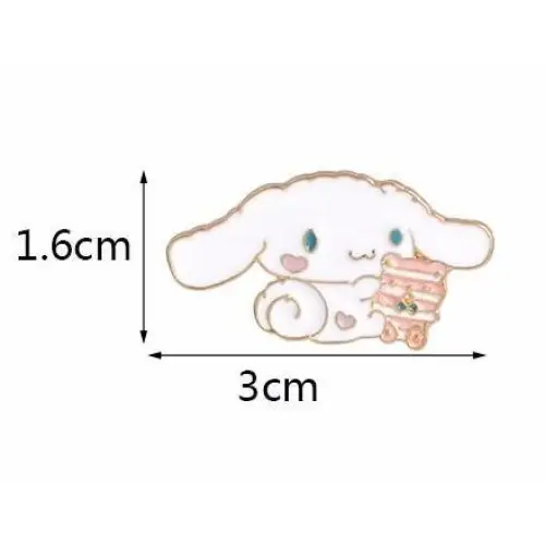 Exquisite White Cinnamoroll Puppy Enamel Pin with Pink Cake Design - Pin