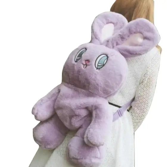 Fairy Kei Bunny Book Bag in Plush Material for Kawaii Style - backpack