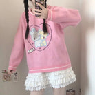 Fairy Kei Bunny Knit Pullover Sweater in Pink and Yellow, 58cm Length - Cosparty