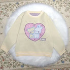 Fairy Kei Bunny Knit Pullover Sweater in Pink and Yellow 58cm Length - sweater