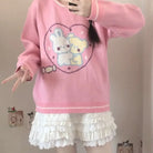 Fairy Kei Bunny Knit Pullover Sweater in Pink and Yellow 58cm Length - sweater