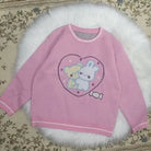 Fairy Kei Bunny Knit Pullover Sweater in Pink and Yellow, 58cm Length - Cosparty