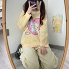 Fairy Kei Bunny Knit Pullover Sweater in Pink and Yellow 58cm Length - sweater