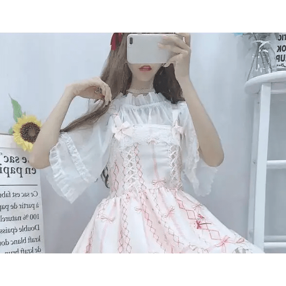 Fairy Kei Inspired Sweet Lolita Dress with Lace and Tulle Details - Cosparty