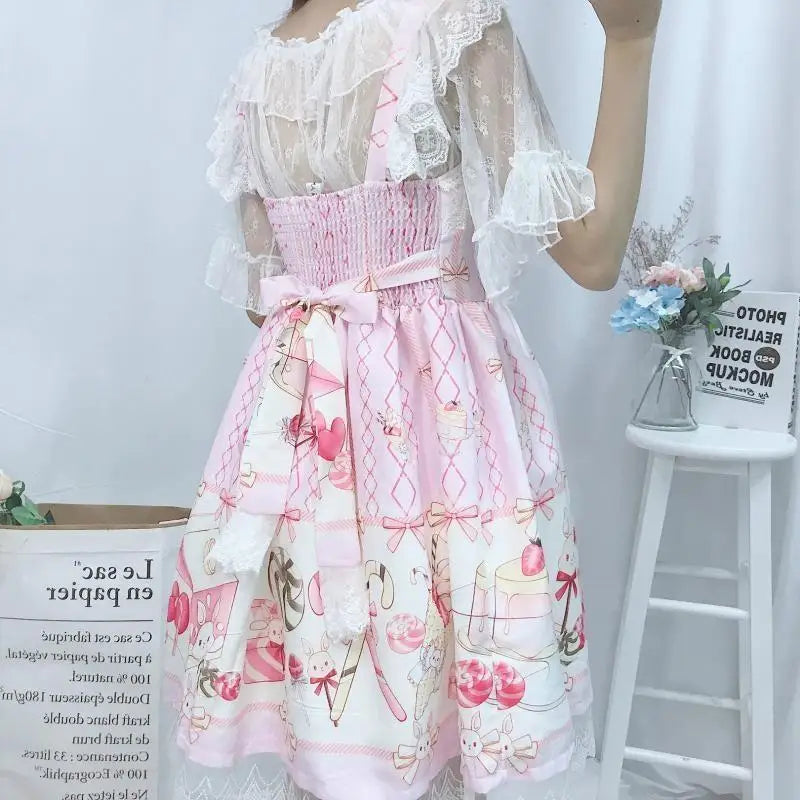 Fairy Kei Inspired Sweet Lolita Dress with Lace and Tulle Details - dress