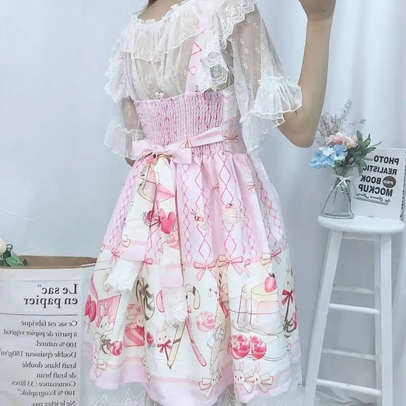 Fairy Kei Inspired Sweet Lolita Dress with Lace and Tulle Details - Cosparty