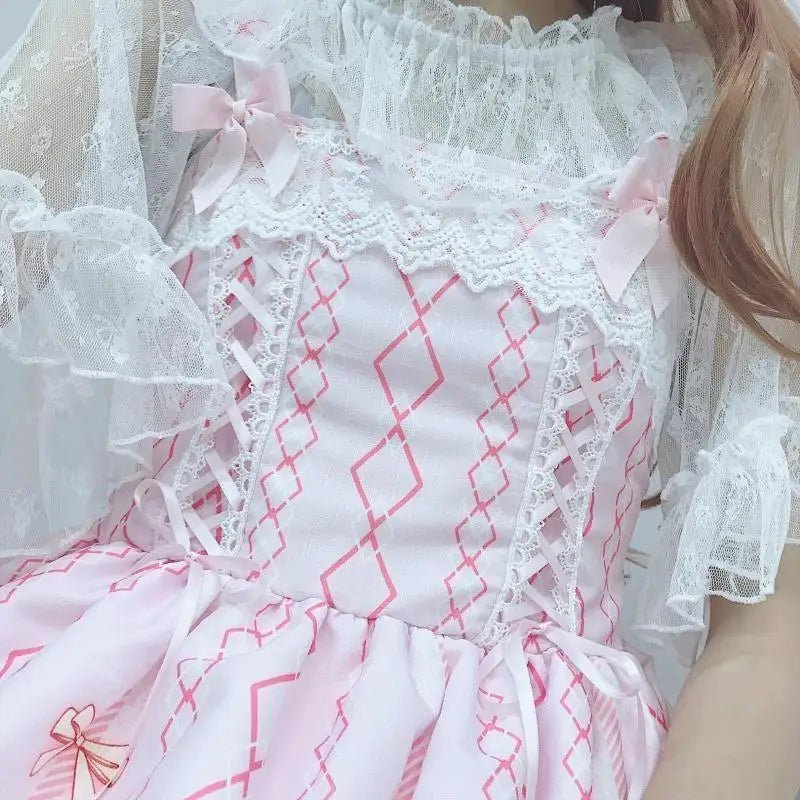 Fairy Kei Inspired Sweet Lolita Dress with Lace and Tulle Details - Cosparty
