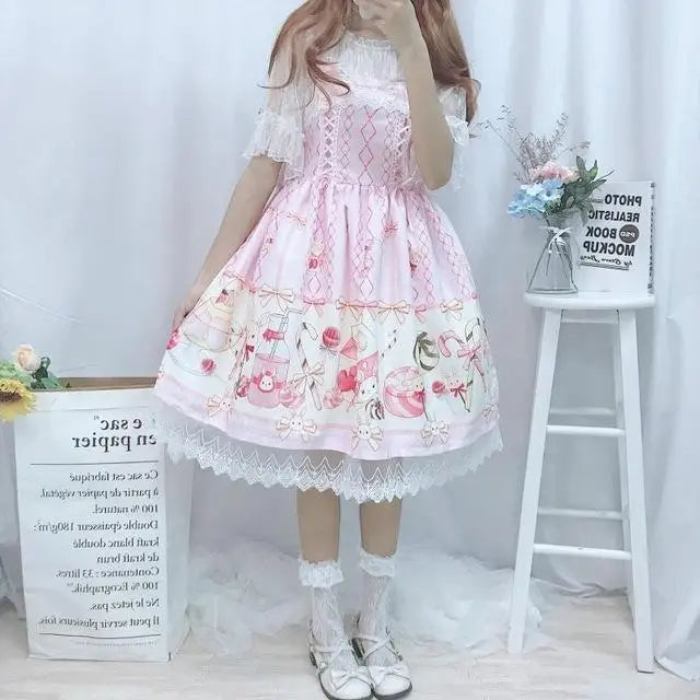 Pastel Pink Sweets Candy JSK Sweet Lolita Dress EGL Kawaii Fashion Fairy Kei