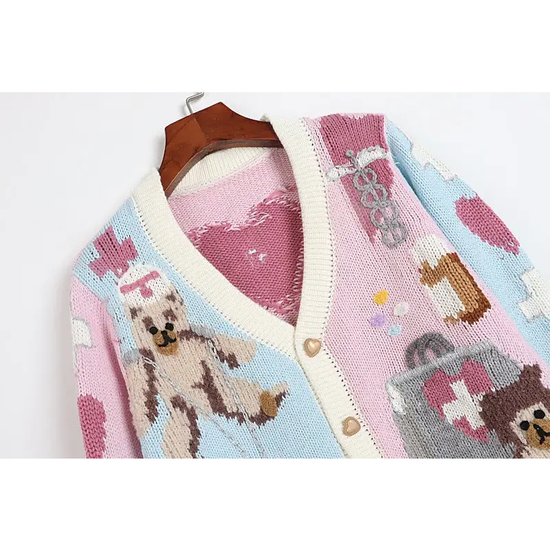 Fairy-Kei Medical Bear Cardigan 55cm Length Cute Kawaii Fashion Org Instock - sweater