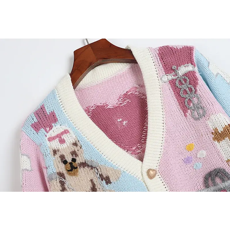 Fairy-Kei Medical Bear Cardigan 55cm Length Cute Kawaii Fashion Org Instock - sweater