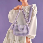 Fairy - Kei Purple Plaid Handbag in Plush Faux - Fur Fabrics - Cosparty