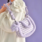Fairy - Kei Purple Plaid Handbag in Plush Faux - Fur Fabrics - Cosparty
