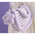 Fairy - Kei Purple Plaid Handbag in Plush Faux - Fur Fabrics - Cosparty