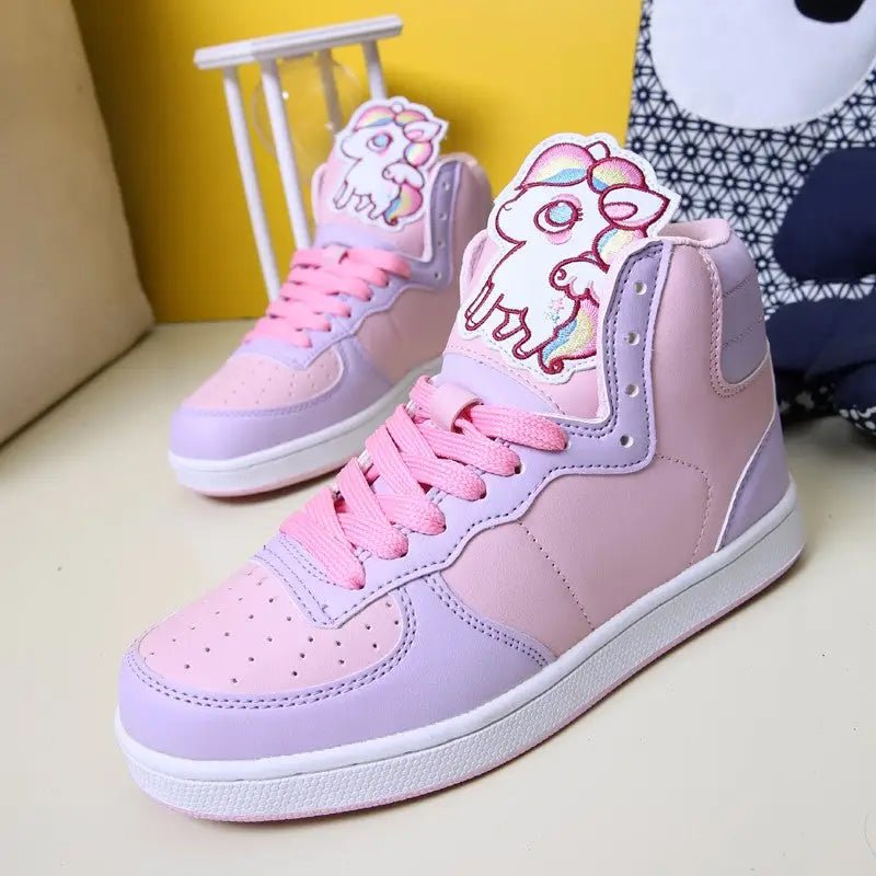 Fairy Kei Rainbow Unicorn Hi Tops for Comfort and Kawaii Style - Cosparty