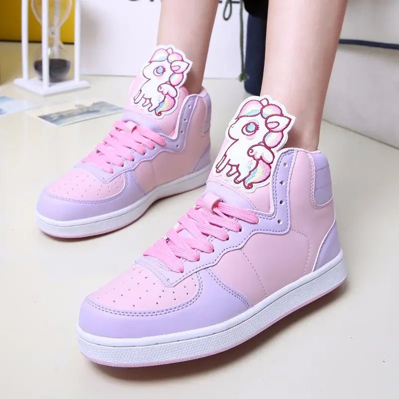 Fairy Kei Rainbow Unicorn Hi Tops for Comfort and Kawaii Style - Cosparty