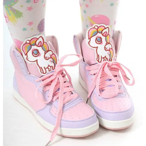 Fairy Kei Rainbow Unicorn Hi Tops for Comfort and Kawaii Style - Shoes