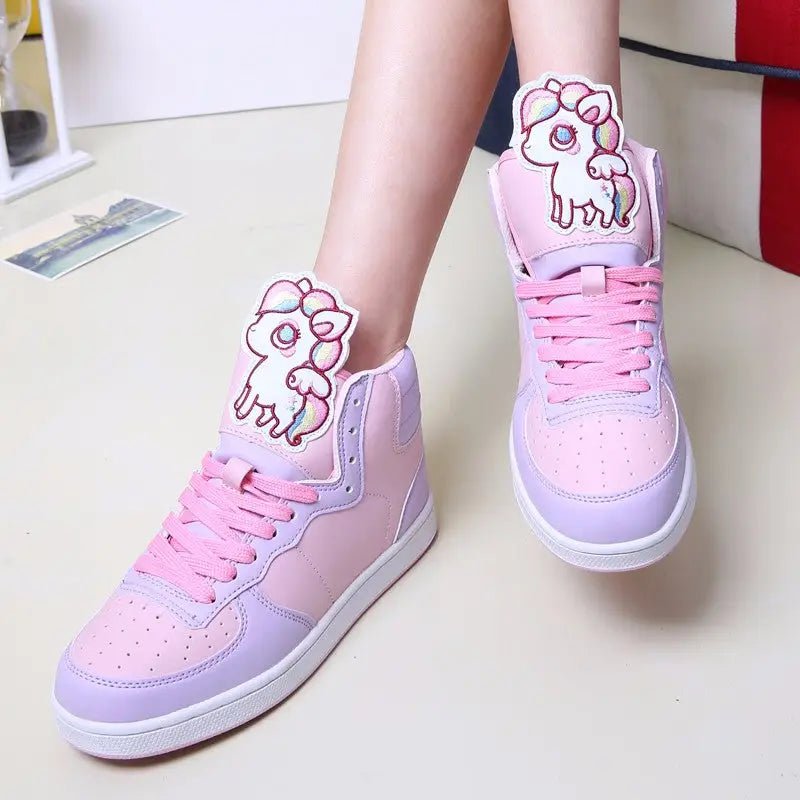 Fairy Kei Rainbow Unicorn Hi Tops for Comfort and Kawaii Style - Cosparty