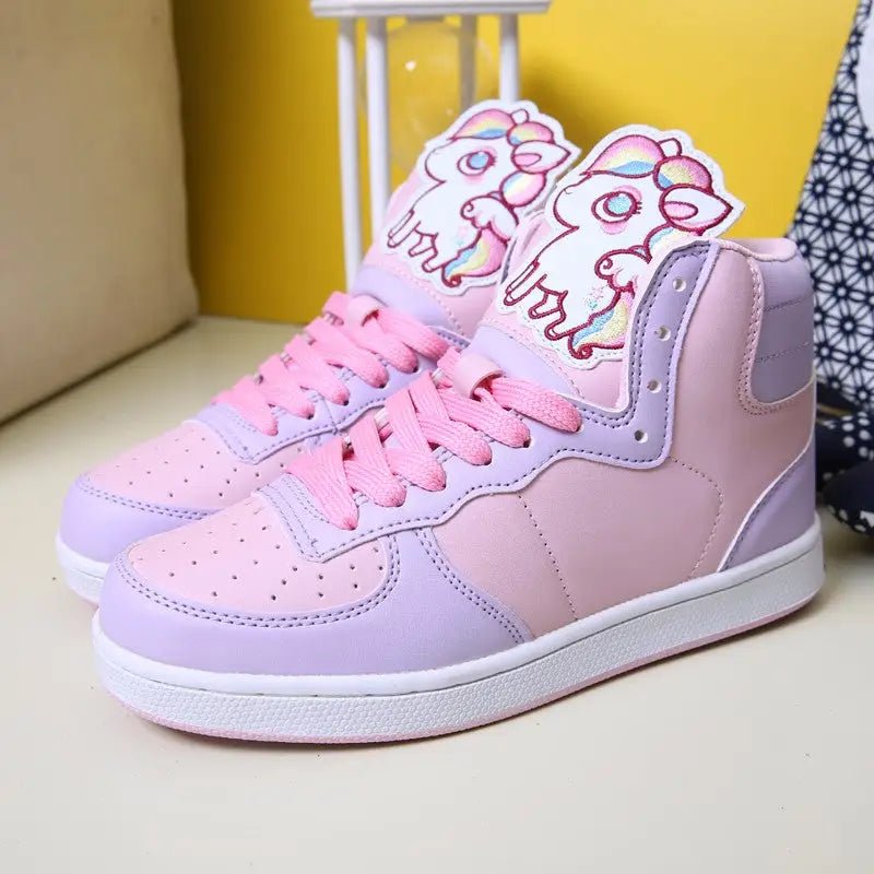 Fairy Kei Rainbow Unicorn Hi Tops for Comfort and Kawaii Style - Cosparty