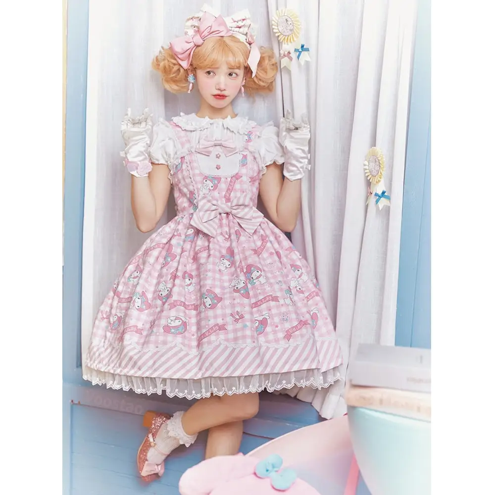 Sanrio Lolita Dress - Pink My Melody / S - babydoll, black dress, cinnamoroll, dresses, jsk