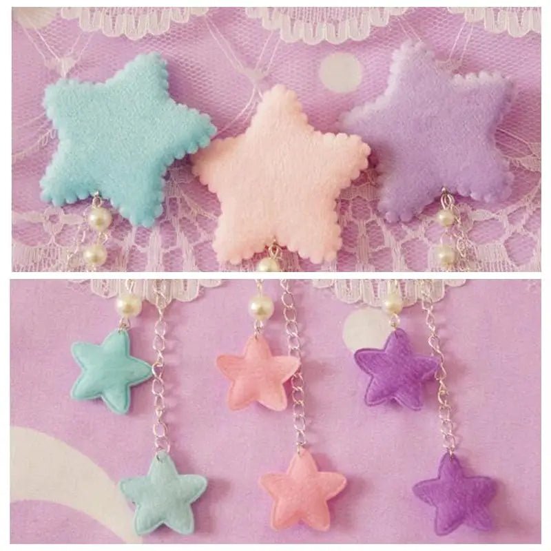 Fairy - Kei Star Hair Clip with Charms and Pearls for Kawaii Style - Cosparty