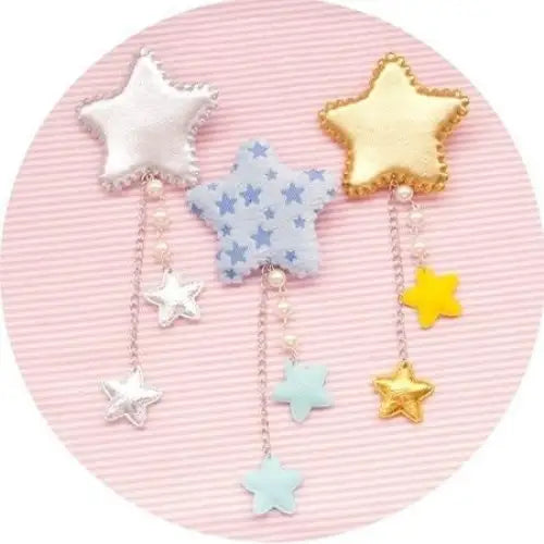 Fairy-Kei Star Hair Clip with Charms and Pearls for Kawaii Style - jewelry