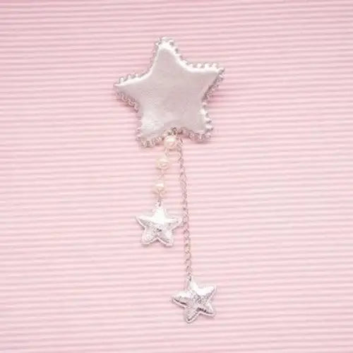 Fairy-Kei Star Hair Clip with Charms and Pearls for Kawaii Style - jewelry