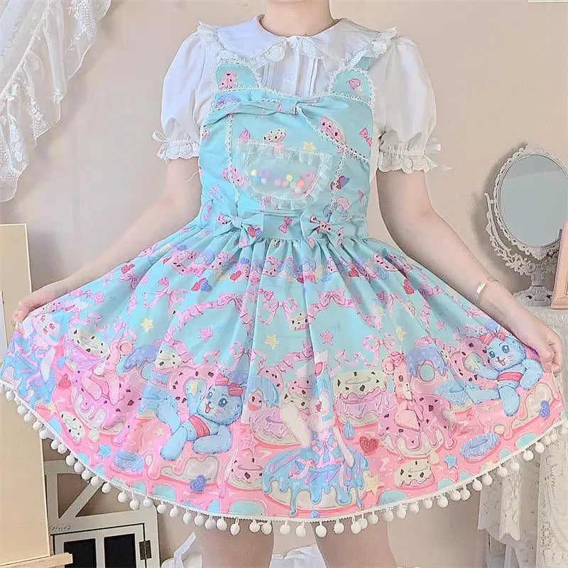 Fairy-Kei Sweet Lolita Dress for Kawaii Princesses - Bright Blue / M - dress