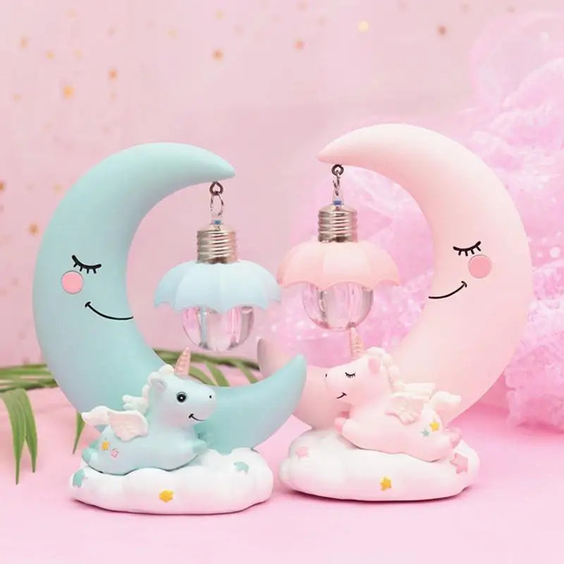 Fairy-Kei Unicorn Moon Night Light for Dreamy Bedrooms - light