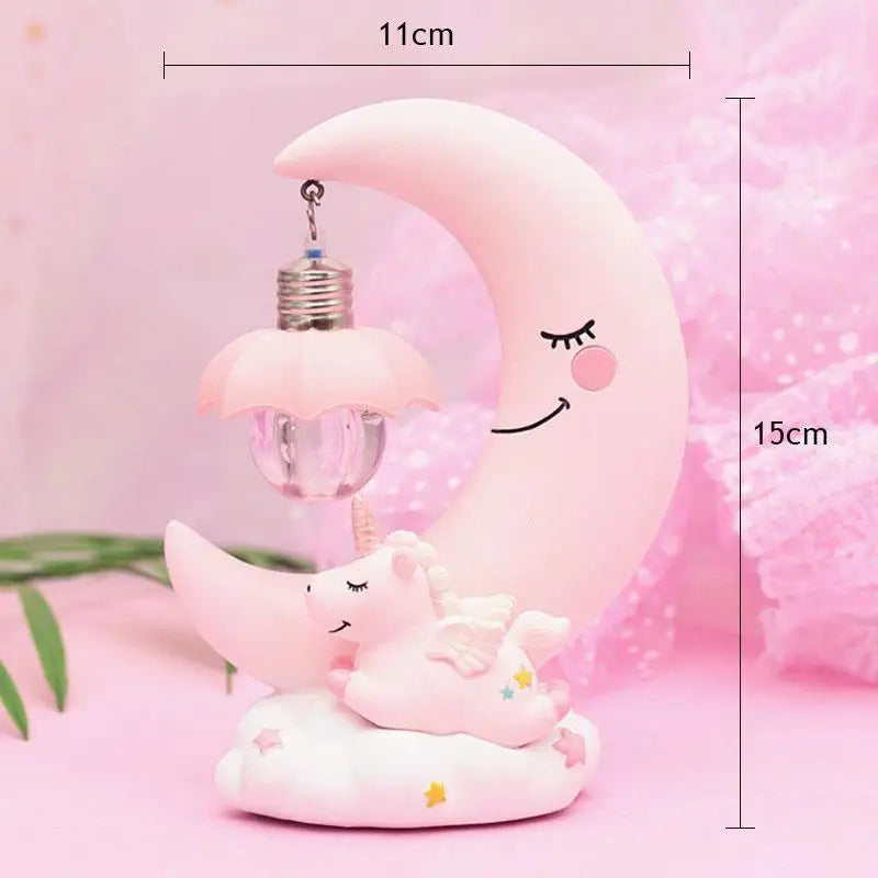 Fairy-Kei Unicorn Moon Night Light for Dreamy Bedrooms - light