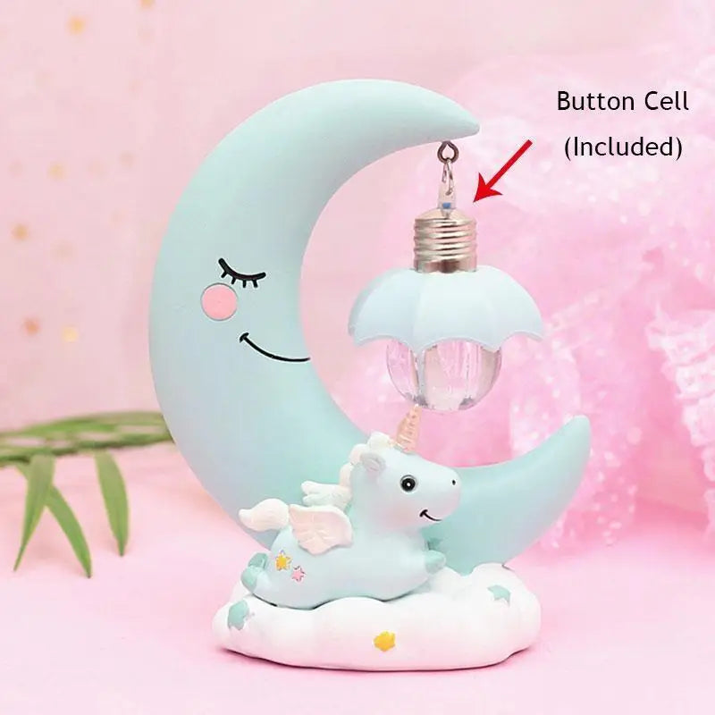 Fairy-Kei Unicorn Moon Night Light for Dreamy Bedrooms - light