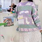 Fairy Kei Vintage Knit Cardigan Sweater with Pastel Patterns - Cosparty