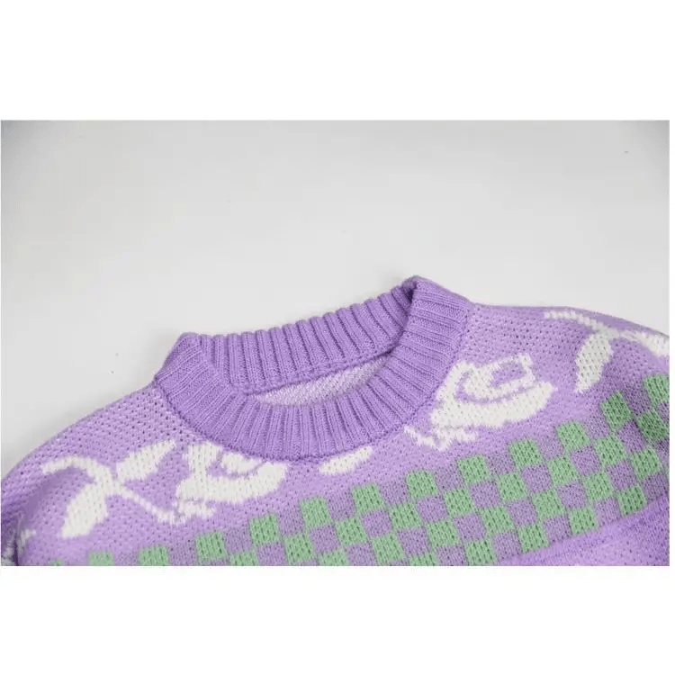 Fairy Kei Vintage Knit Cardigan Sweater with Pastel Patterns - Cosparty