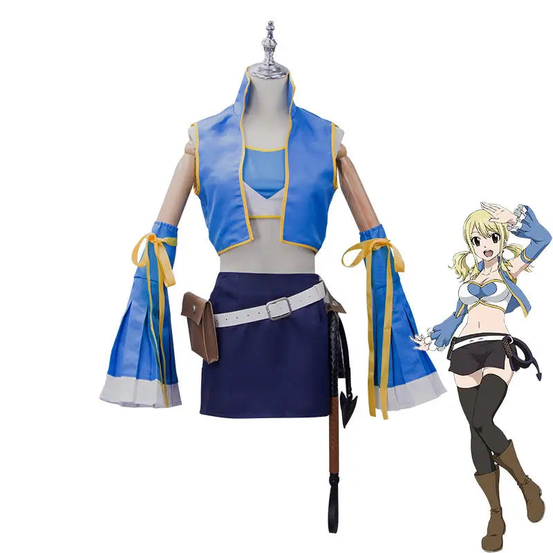 Fairy Tail cos Lucy Heartfilia cosplay costume seven years later anime cosplay costume full set - S / Lucy Clothes (No