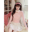 Dollette Skirt & Turtleneck Outfit - Pink / S - angel, belly shirt, crop tops, dollcore, dollette