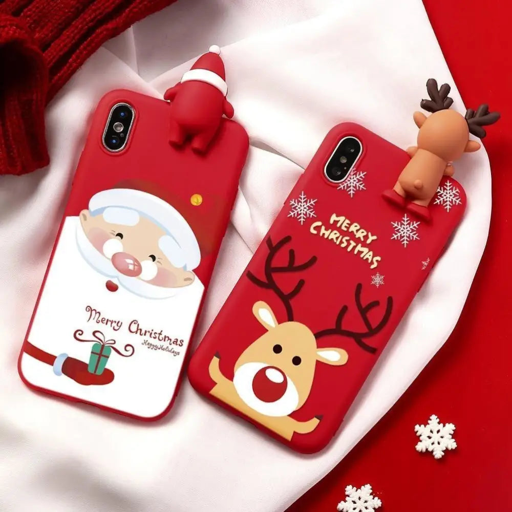 Festive 3D Soft Rubber Christmas Character Case for Apple iPhone - phone case