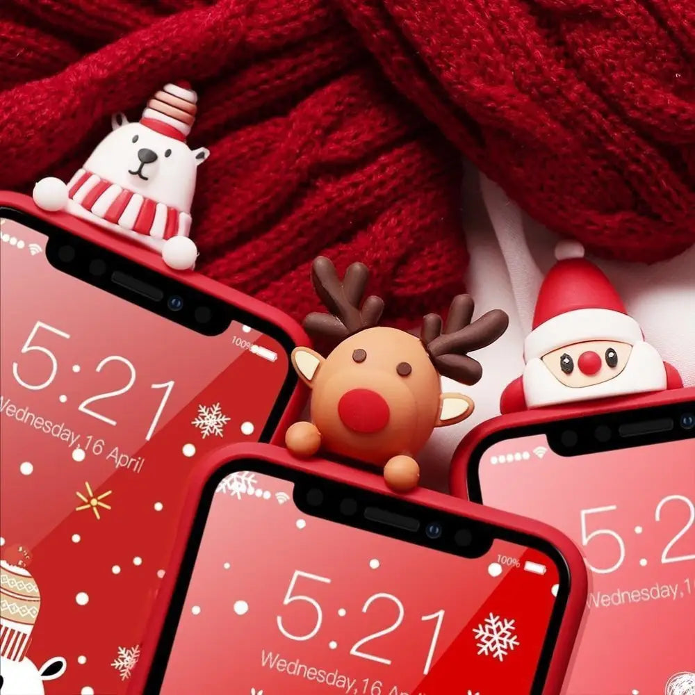 Festive 3D Soft Rubber Christmas Character Case for Apple iPhone - phone case