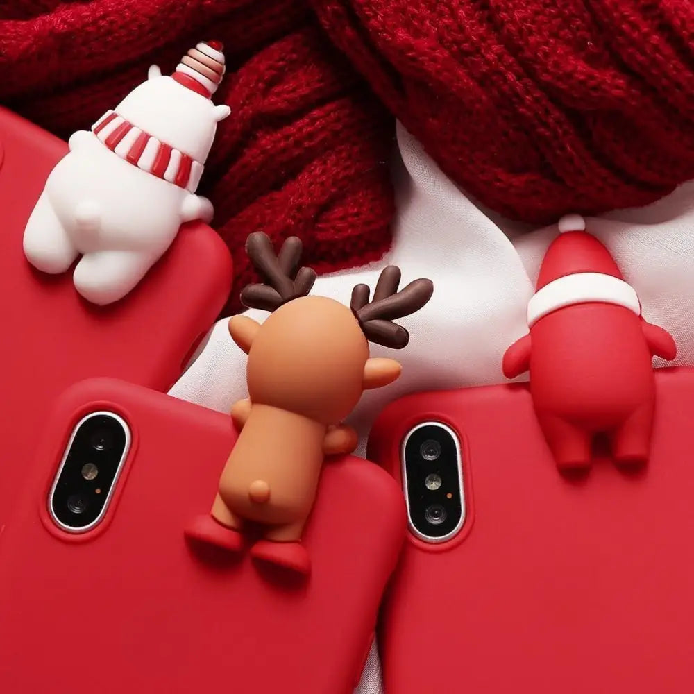 Festive 3D Soft Rubber Christmas Character Case for Apple iPhone - phone case